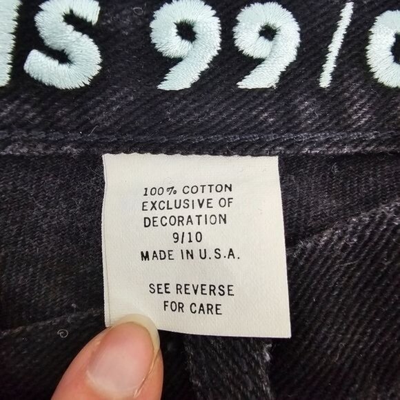 Vintage 90s Y2K Express Black Denim Bootcut Jeans 9/10 Floral Embroidered Boho - Picture 8 of 8